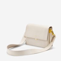 Mini Flap Tasche – Echsenprägung in elfenbeinfarbe