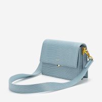 Mini Flap Tasche – Echsenprägung in eisblau
