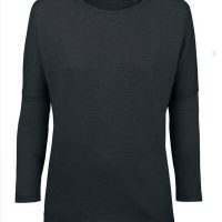 LUXAA® Basic Shirt 3/4 Arm aus Bio-Baumwolle – Weiß/Schwarz