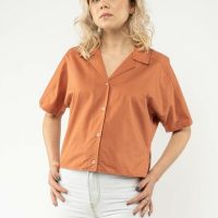 Bluse mit Bowling-Kragen kurzärmlig GANDARI | von MELA | Fairtrade & GOTS zertifiziert