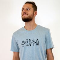 Spangeltangel T-Shirt „Roboter“, Herrenshirt, bedruckt, Handsiebdruck