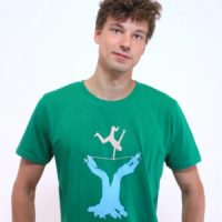 Spangeltangel T-Shirt „Slackline“, Herrenshirt, bedruckt, Siebdruck, Bio-Baumwolle