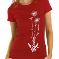 Picopoc Blumen T-Shirt in rot & weiß  / Figurbetont