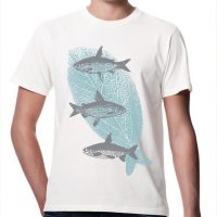 Picopoc Fliegende Fische T-Shirt für Männer in Weiß, Grau & Blau