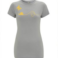 Picopoc Schmetterling und Schnecke T-Shirt in Grau & Gelb Orange / Figurbetont / Eng
