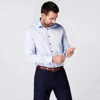 SKOT Fashion Nachhaltige Langarm Herren Hemd Geschäft Blau 100% bio