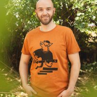 päfjes Frank Fuchs/Gitarre Fuchs  – Fair gehandeltes Männer T-Shirt – Slub Orange
