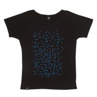 päfjes Blaue Dreiecke – Fair gehandeltes Modal Rolled Sleeve Frauen T-Shirt – Schwarz