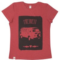 päfjes Bus Freiheit Vanlife – Fair gehandeltes Frauen T-Shirt – Slub