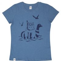 päfjes Nelly Nilpferd / Hippo – Frauen T-Shirt – Fair gehandelt aus Baumwolle Bio – Slub Blau