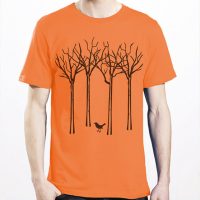 Picopoc Vogel im Wald T-Shirt für Männer in orange