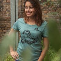 päfjes Hund Wilson Wuff – Fair Wear Frauen T-Shirt – Heather Eucalyptus