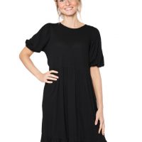 CORA happywear Damen Kleid aus Bio-Baumwolle und Leinen „Luna“ schwarz