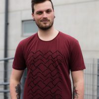 ilovemixtapes Herren T-Shirt mit Wellen Ahoi 3.0 aus Biobaumwolle, Made in Portugal ILP06 – sable red