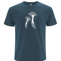 ilovemixtapes Bio Faires Herren T-Shirt „Quallen“ Denim Blue