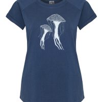 ilovemixtapes Frauen Raglan T-Shirt mit Quallen Biobaumwolle ILI4