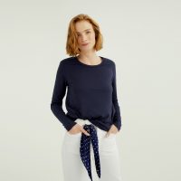 d’Els Miriam Damen Rundhals-Neck Langarm T-Shirt aus Single Jersey Bio Baumwolle
