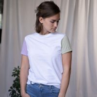 Vresh Clothing Vanta – T-Shirt aus Biobaumwolle, Weiß-Lila-Grün