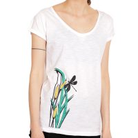Spangeltangel Damenshirt, “Libelle“, T-Shirt weiß, bedruckt, TShirt, Bio-Baumwolle, Siebdruck