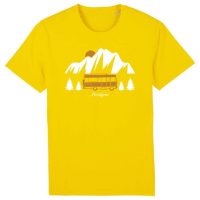 DüsselGreen Camper, Wohnwagen, Berge, Vanlife Tshirt aus Bio Baumwolle