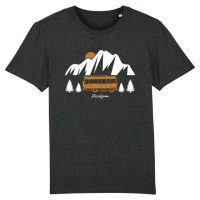 DüsselGreen Camper, Wohnwagen, Berge, Vanlife Tshirt aus Bio Baumwolle