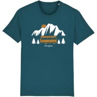 DüsselGreen Camper, Wohnwagen, Berge, Vanlife Tshirt aus Bio Baumwolle