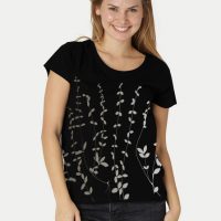 Peaces.bio – handbedruckte Biomode Loosefit Shirt Immergrün für Damen