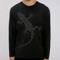 Picopoc Gecko Langarm T-Shirt für Männer in Schwarz & Grau