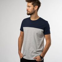 Vresh Clothing Olav – Halfbase T-Shirt aus Biobaumwoll-Mix, Navy/Grau, Grau/Eisblau