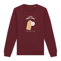 Oat Milk Club Damen vegan Sweatshirt Good Vibes Only Bordeaux
