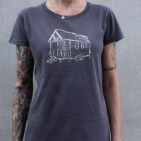 ilovemixtapes Frauen T-Shirt Tiny House aus Biobaumwolle Made in Portugal dunkelgrau ILP05