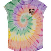 ilovemixtapes Biofaires Kleiner Panda Frauen T-Shirt Regenbogen Batik Tie Dye