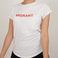 Lena Schokolade Migrant T-Shirt weiss aus Bio-Baumwolle