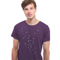 Spangeltangel T-Shirt „Vogelschwarm“, bedrucktes Herrenshirt, Siebdruck, Bio-Baumwolle