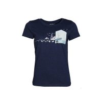 FÄDD Damen T-Shirt Rundhals aus Bio-Baumwolle „Fischernteboot BT“ Blau