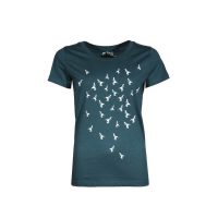 Damen T-Shirt Rundhals aus Bio-Baumwolle „Kolibries“ Grün von Fädd