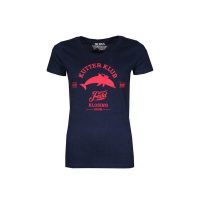 FÄDD Damen T-Shirt Rundhals aus Bio-Baumwolle „Kutter Klub Delphin“ Schwarz