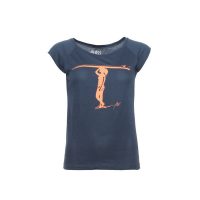 FÄDD Damen Top T-Shirt aus Viskose und Bio-Baumwolle „Speerwerferin“ Blau
