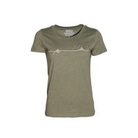 FÄDD Damen T-Shirt Rundhals Bio-Baumwolle „Vorm Horizont gehts weiter“ Grün