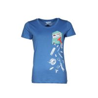 FÄDD Damen T-Shirt Rundhals aus Bio-Baumwolle „Pflegestufe Rot BT“ Blau