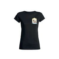 FÄDD Damen T-Shirt Rundhals aus Bio-Baumwolle „UNS NICH LADDE BT“ Schwarz