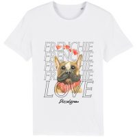 DüsselGreen Frenchie, Bulldogge, Herz, Love Tshirt aus Bio Baumwolle