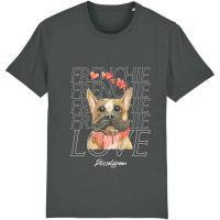 DüsselGreen Frenchie, Bulldogge, Herz, Love Tshirt aus Bio Baumwolle