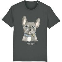 DüsselGreen Bulldogge, Grauer Hund, Frenchie Tshirt aus Bio Baumwolle