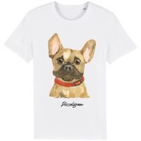 DüsselGreen Bulldogge, Hellbraun Hund, Frenchie Tshirt aus Bio Baumwolle