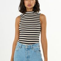 Top High Neck Striped