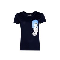 FÄDD Damen T-Shirt Rundhals aus Bio-Baumwolle „Pferdseechen BT“ Navy Blau