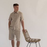 gust. Herren Kurzarm Leinenhemd – Linen shirt – Short sleeve – 100% Bio-Leinen