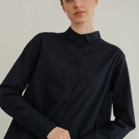 Sonho Stories Hemd mit normaler Passform und gewelltem Rücken aus Bio-Baumwolle in dunkelblau
