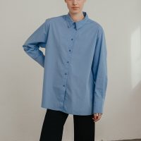 Sonho Stories Langärmeliges Oversized Hemd aus Bio-Baumwolle hellblau